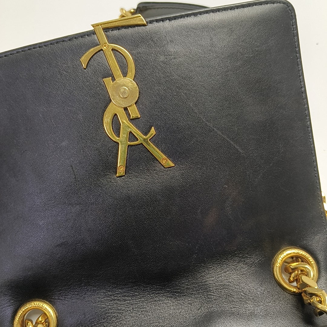 Quilted Patent Leather Shoulder Bag Black