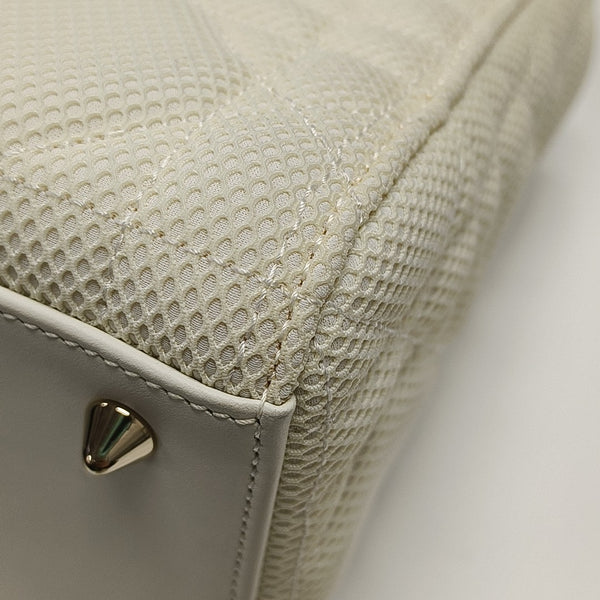 Authenticated pre-owned  Lady D-Lite Medium Cannage Fabric White - Shoulder Bag at Looply