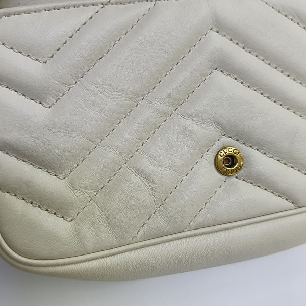 GG Marmont Mini Quilted Calfskin White