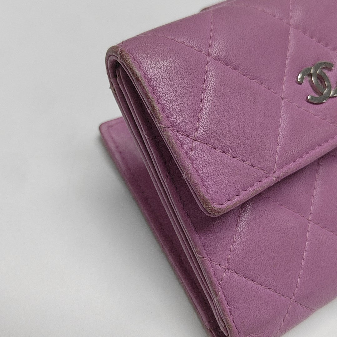 Quilted Lambskin Wallet Purple