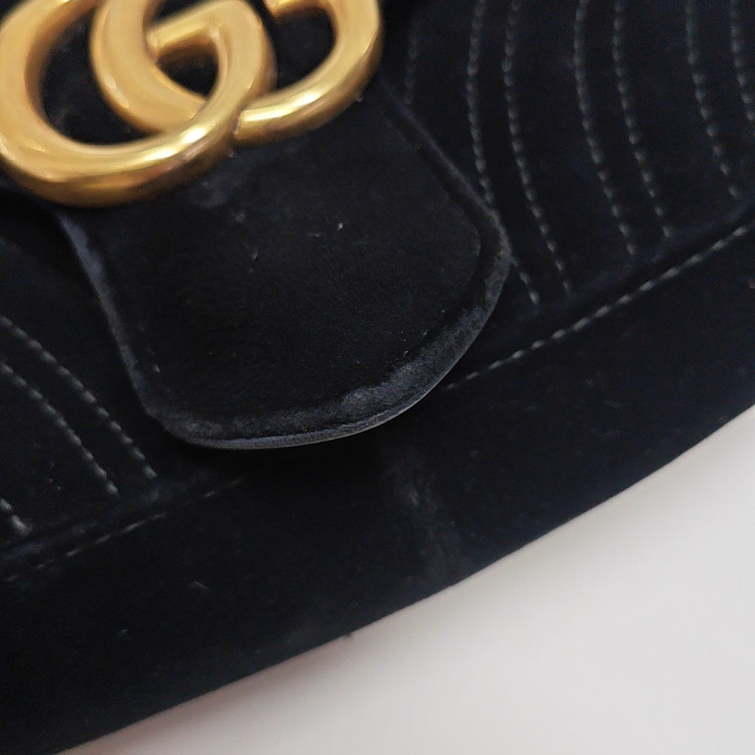 GG Marmont Medium Quilted Velvet Black