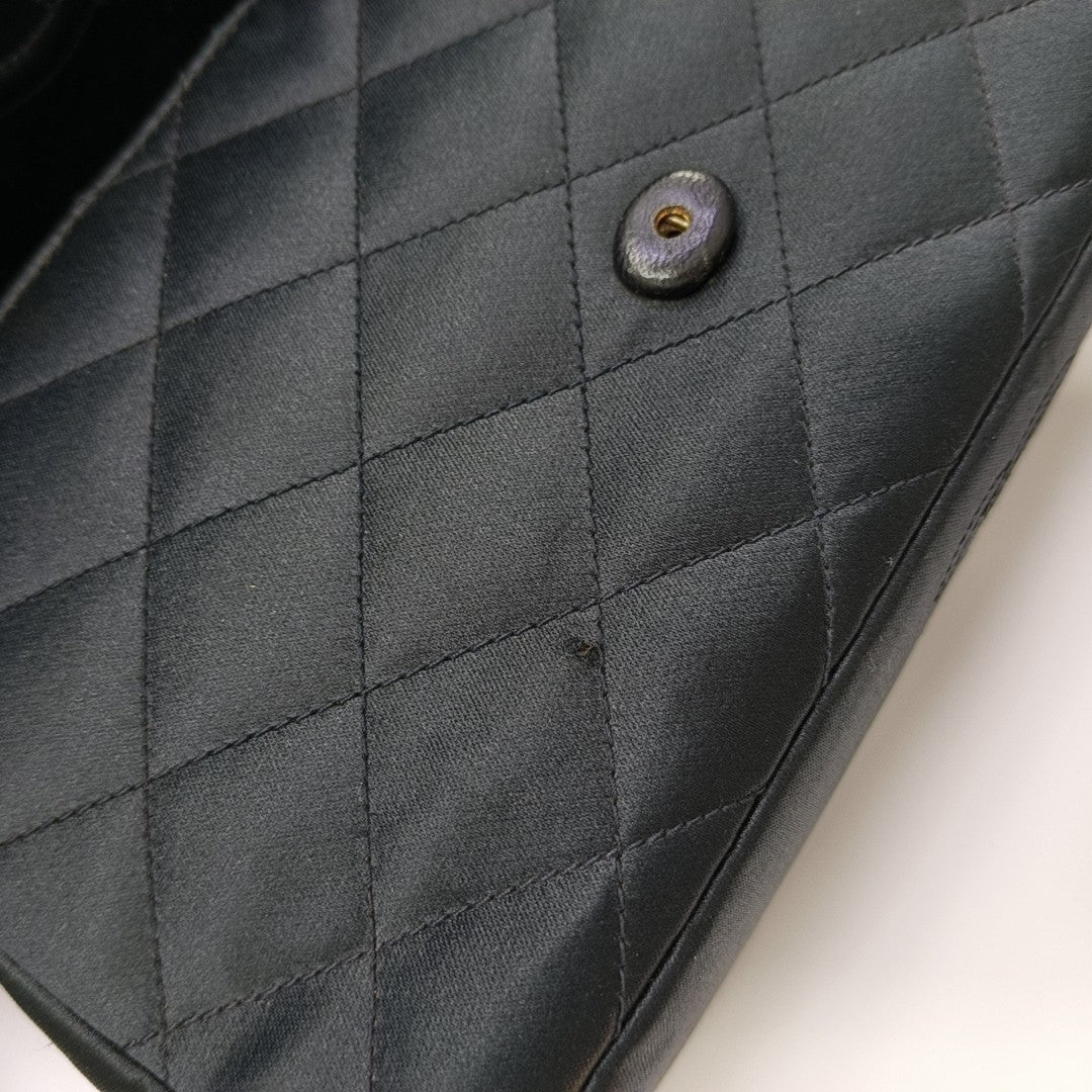 Quilted Silk Satin Shoulder Bag Green