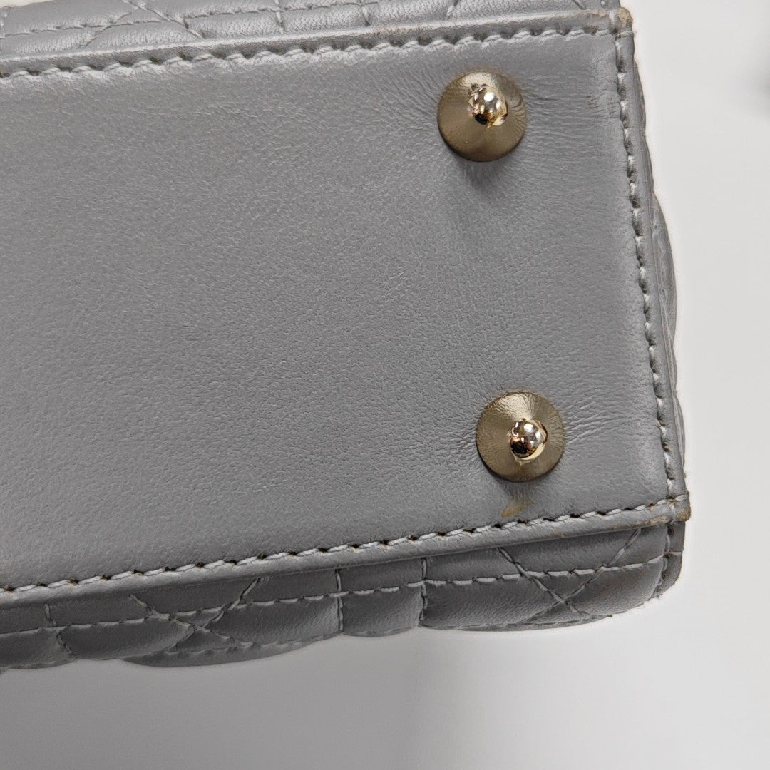 Lady Dior Small Cannage Lambskin Gray