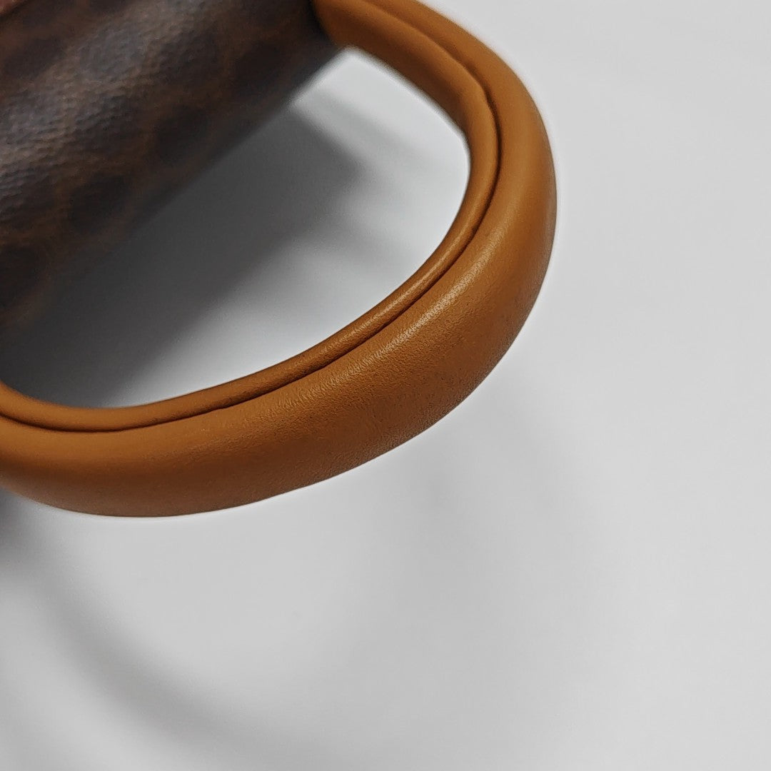 Coated Canvas Top Handle Bag Brown