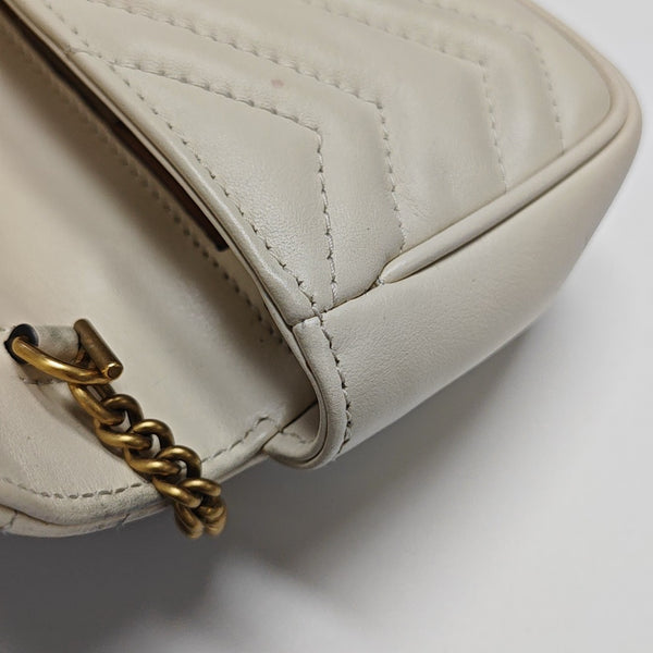 GG Marmont Mini Quilted Calfskin White