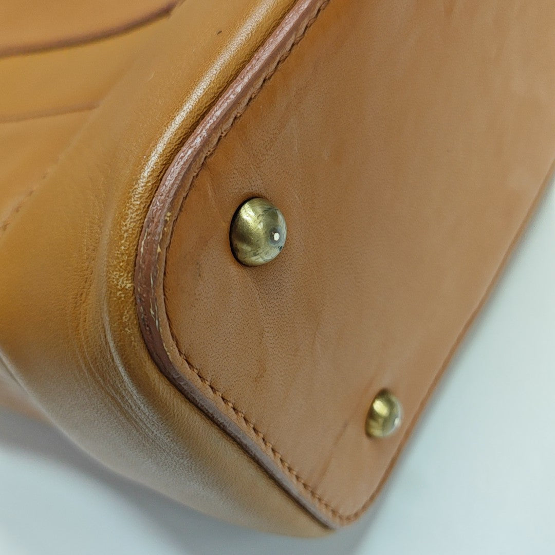 Calfskin Top Handle Bag Brown