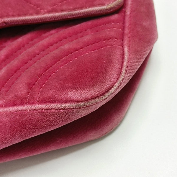 GG Marmont Small Quilted Velvet Red