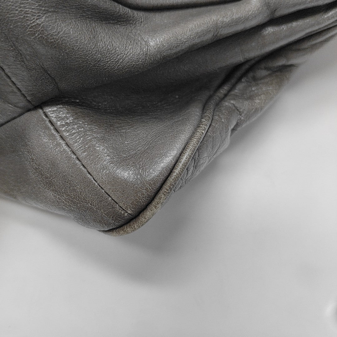 Calfskin Top Handle Bag Gray