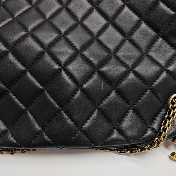 JUST MADEMOISELLE Large Quilted Lambskin Black