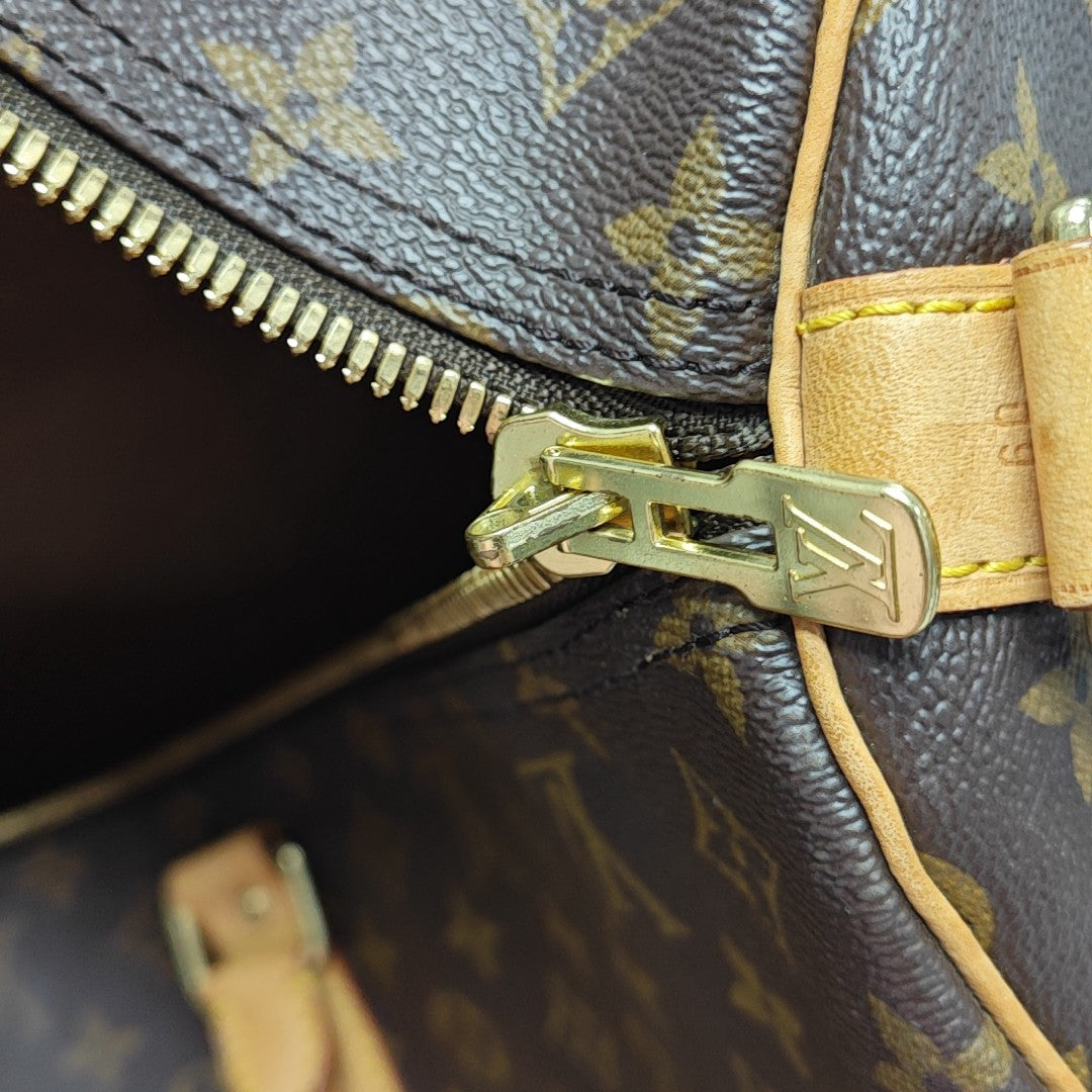 KEEPALL 60 Monogram Coated Canvas Brown