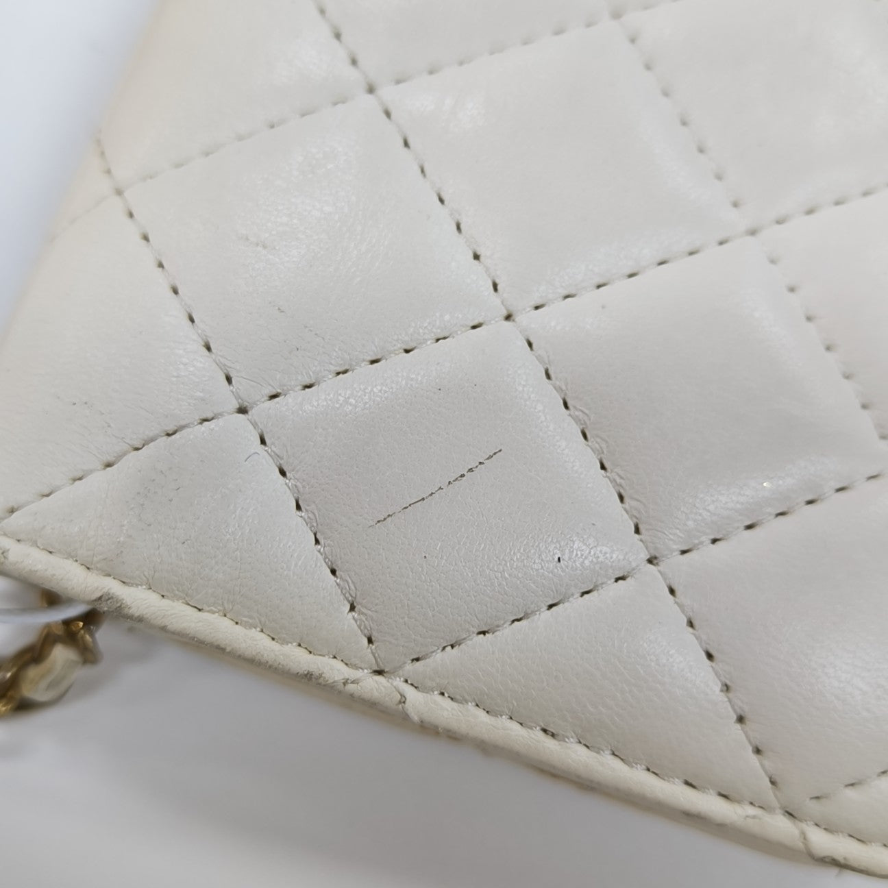 Quilted Lambskin Shoulder Bag White