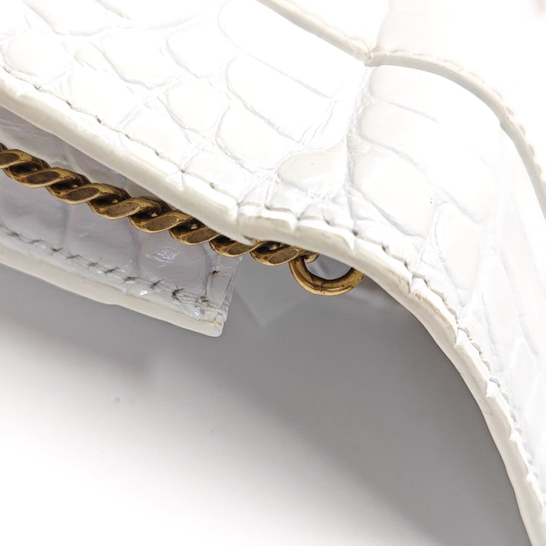 Hourglass Wallet On Chain Mini Calfskin White