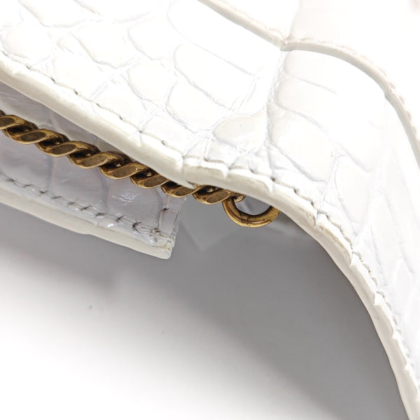 Hourglass Wallet On Chain Mini Calfskin White