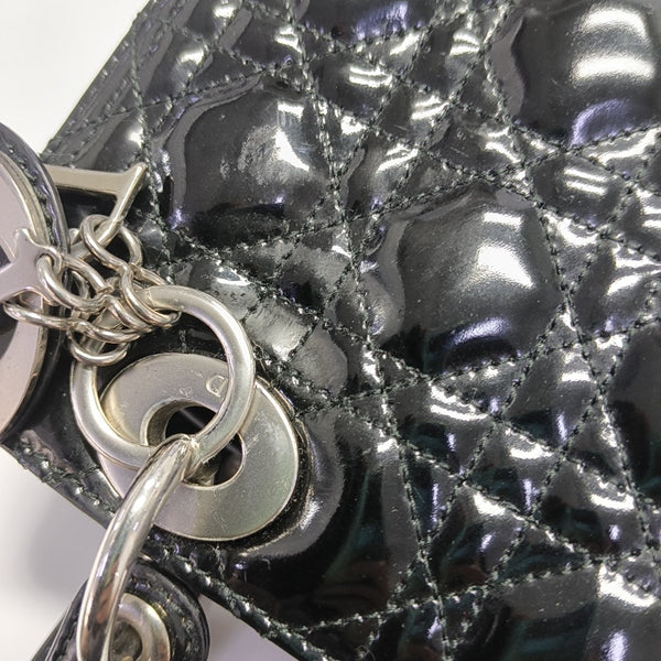 Lady Dior Medium Cannage Patent Leather Black