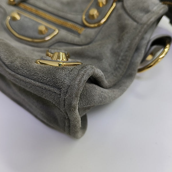 Classic Metallic Edge City Mini Suede Gray