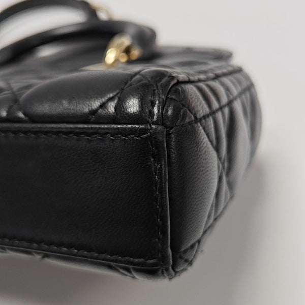 Lady D-Joy Small Quilted Lambskin Black