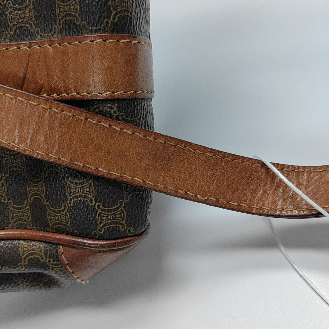 Coated Canvas Top Handle Bag Brown