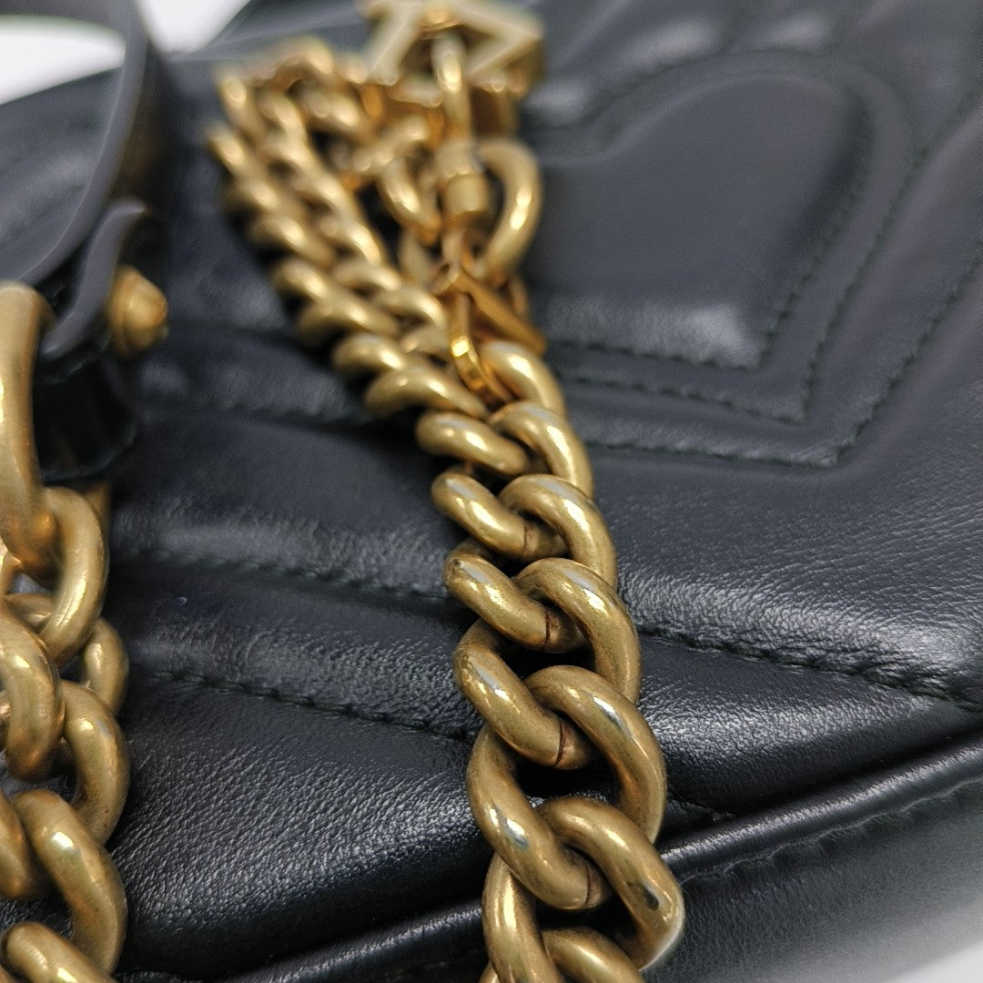 GG Marmont Mini Quilted Calfskin Black