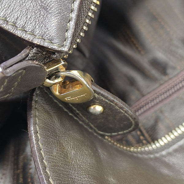 Calfskin Top Handle Bag Brown