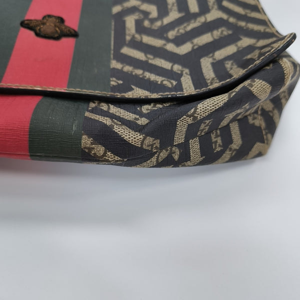 Coated Canvas Shoulder Bag Brown
