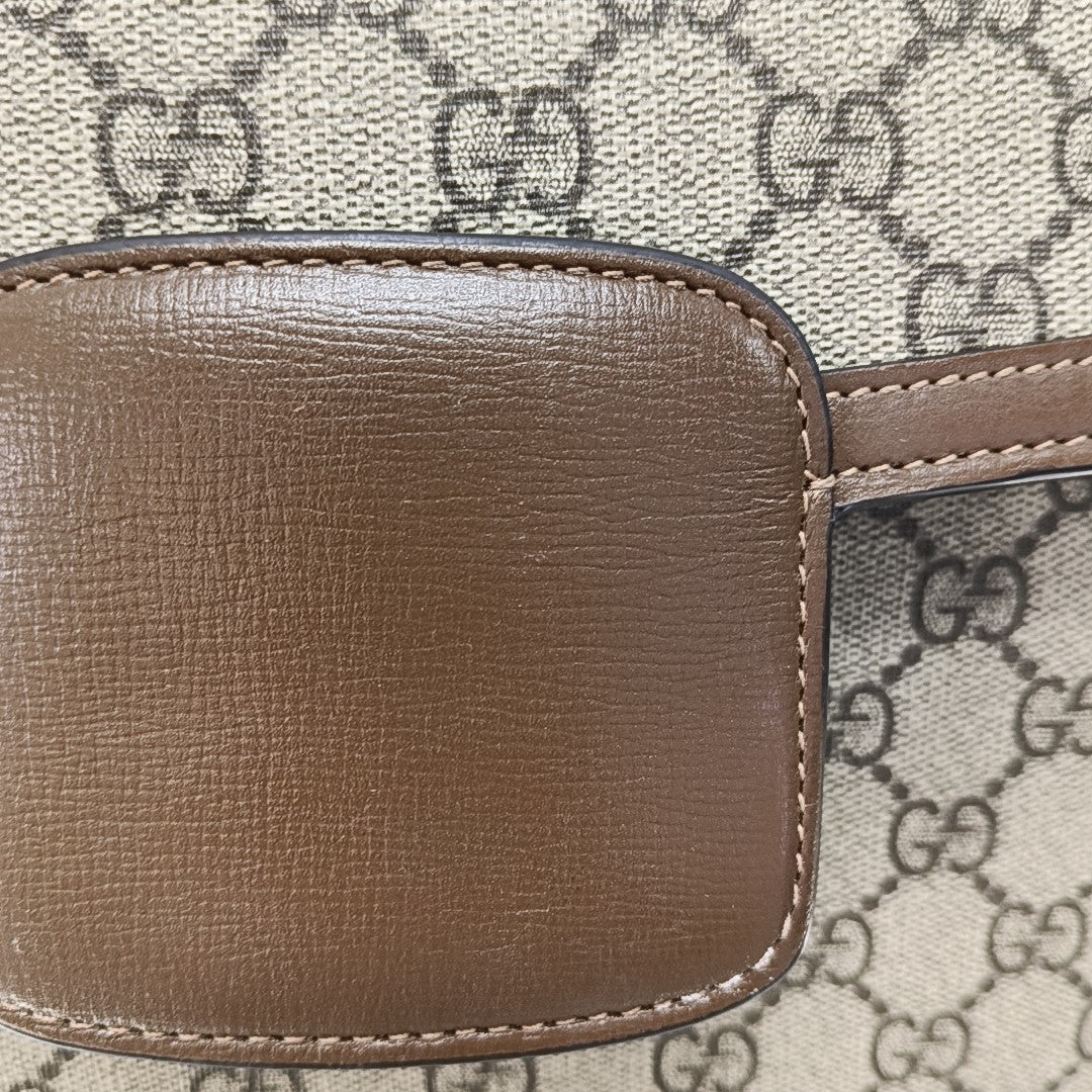 Horsebit 1955 Medium Monogram Coated Canvas Beige