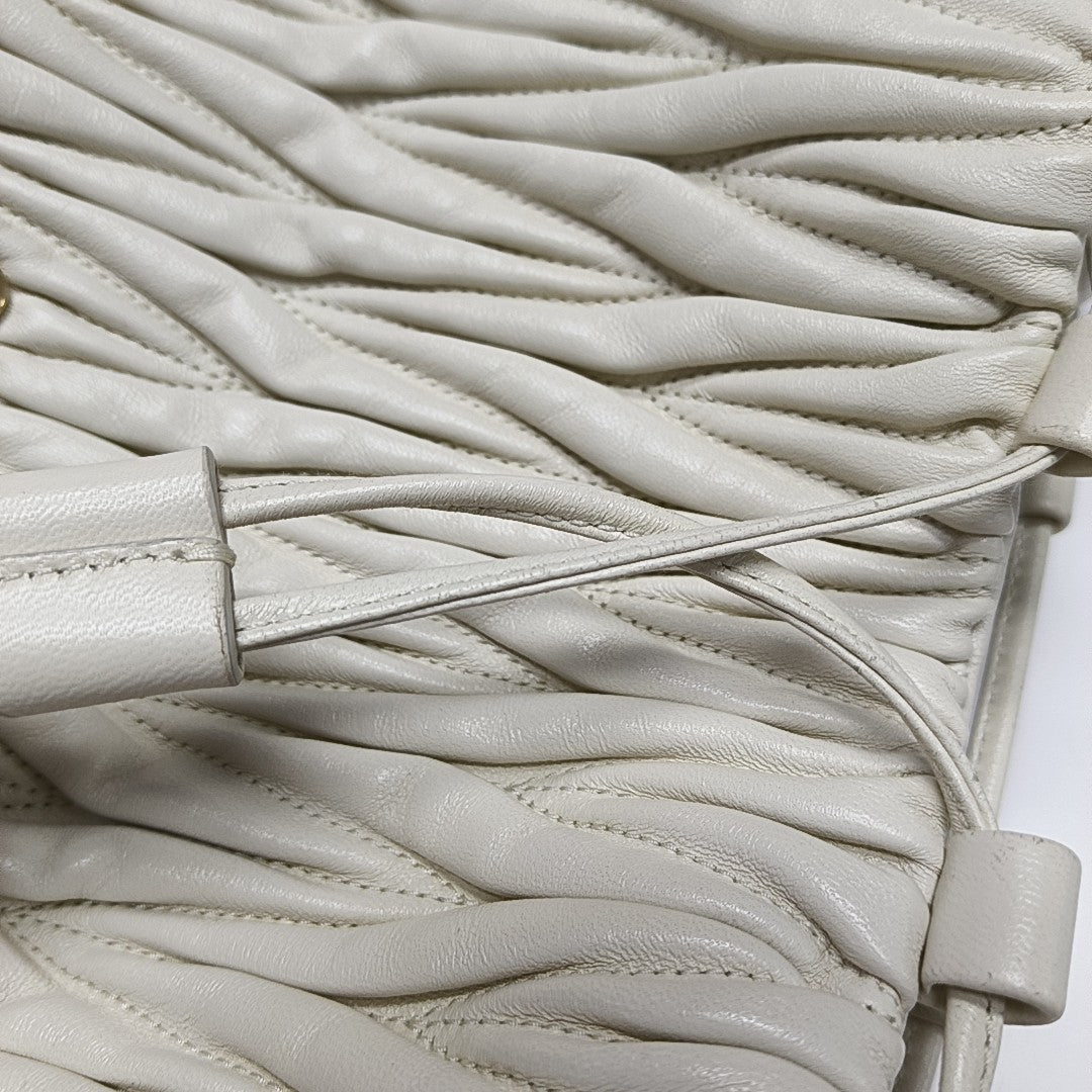 Quilted Lambskin Bucket Bag White