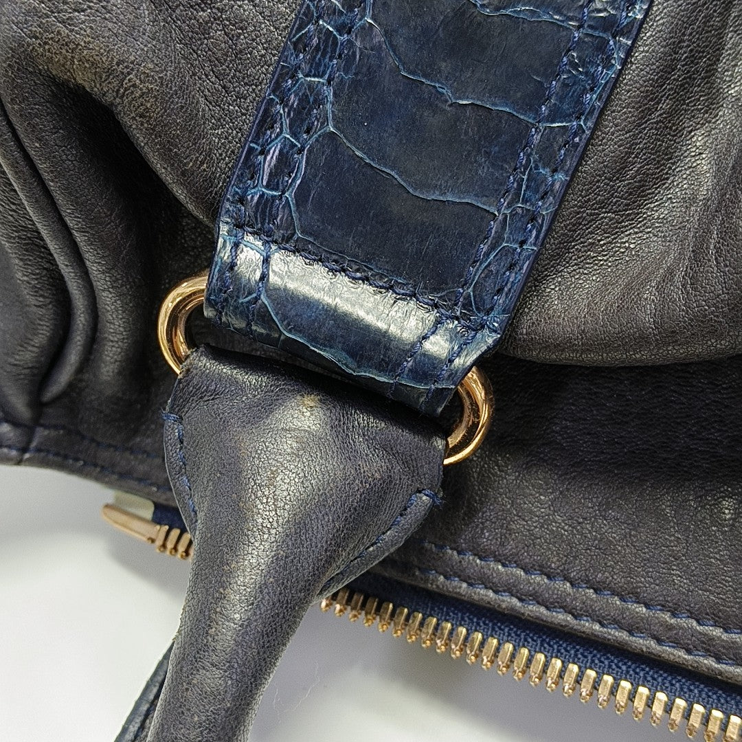 Calfskin Top Handle Bag Brown