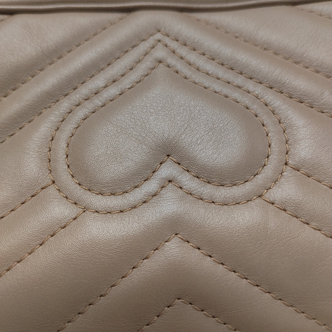 GG Marmont Mini Quilted Calfskin Beige