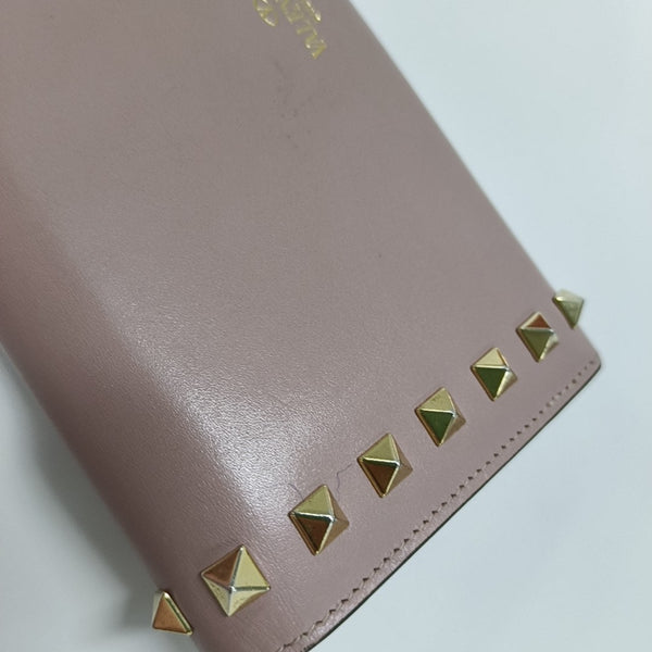 Cartera rosa de piel de ternera Rockstud