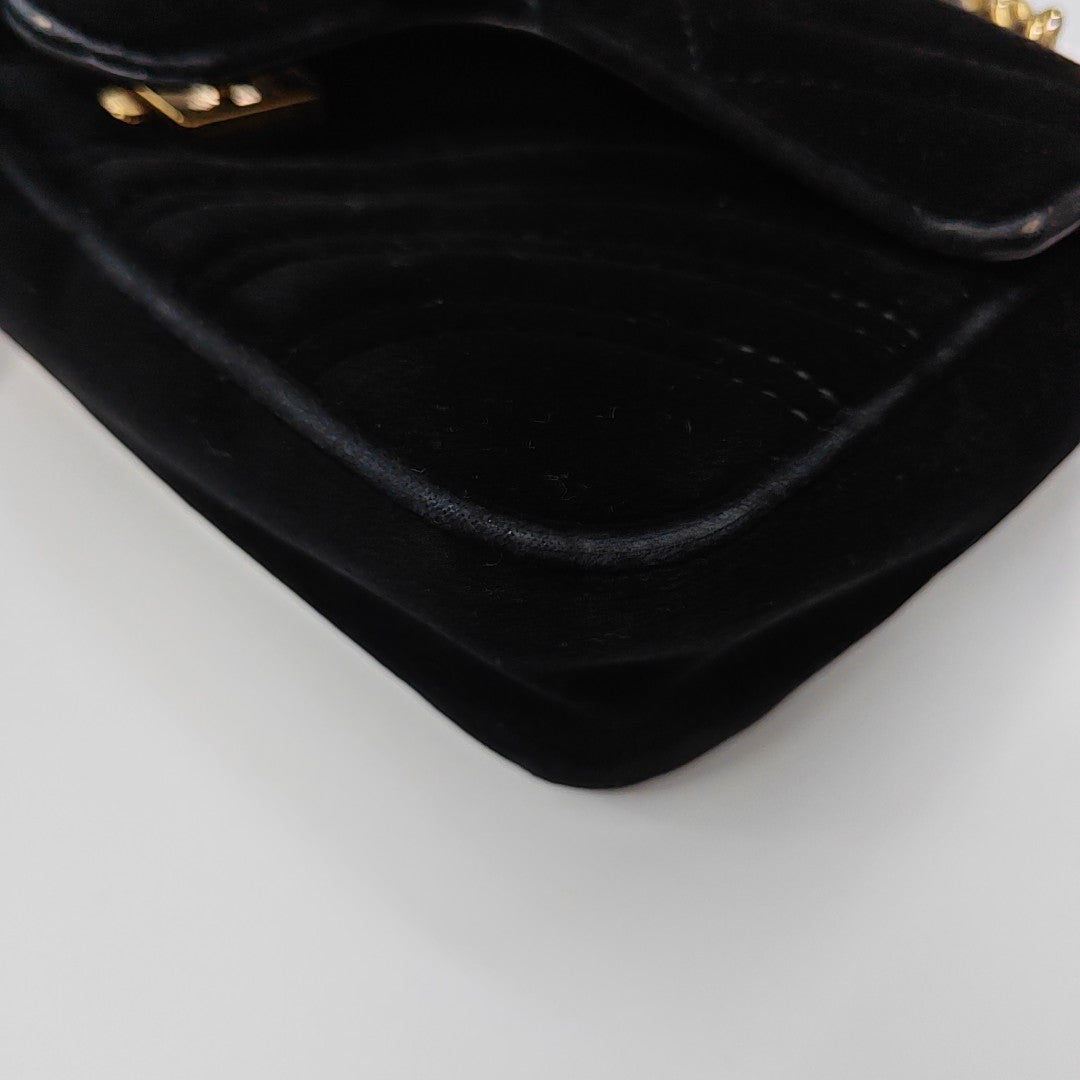 GG Marmont Small Quilted Velvet Black
