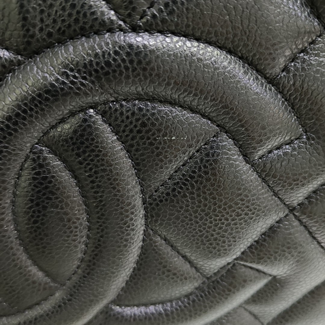 Quilted Grained Calfskin Tote Bag Black