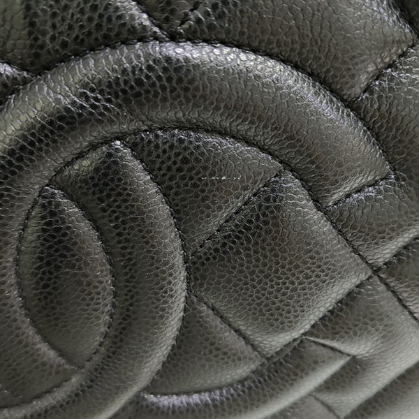 Quilted Grained Calfskin Tote Bag Black