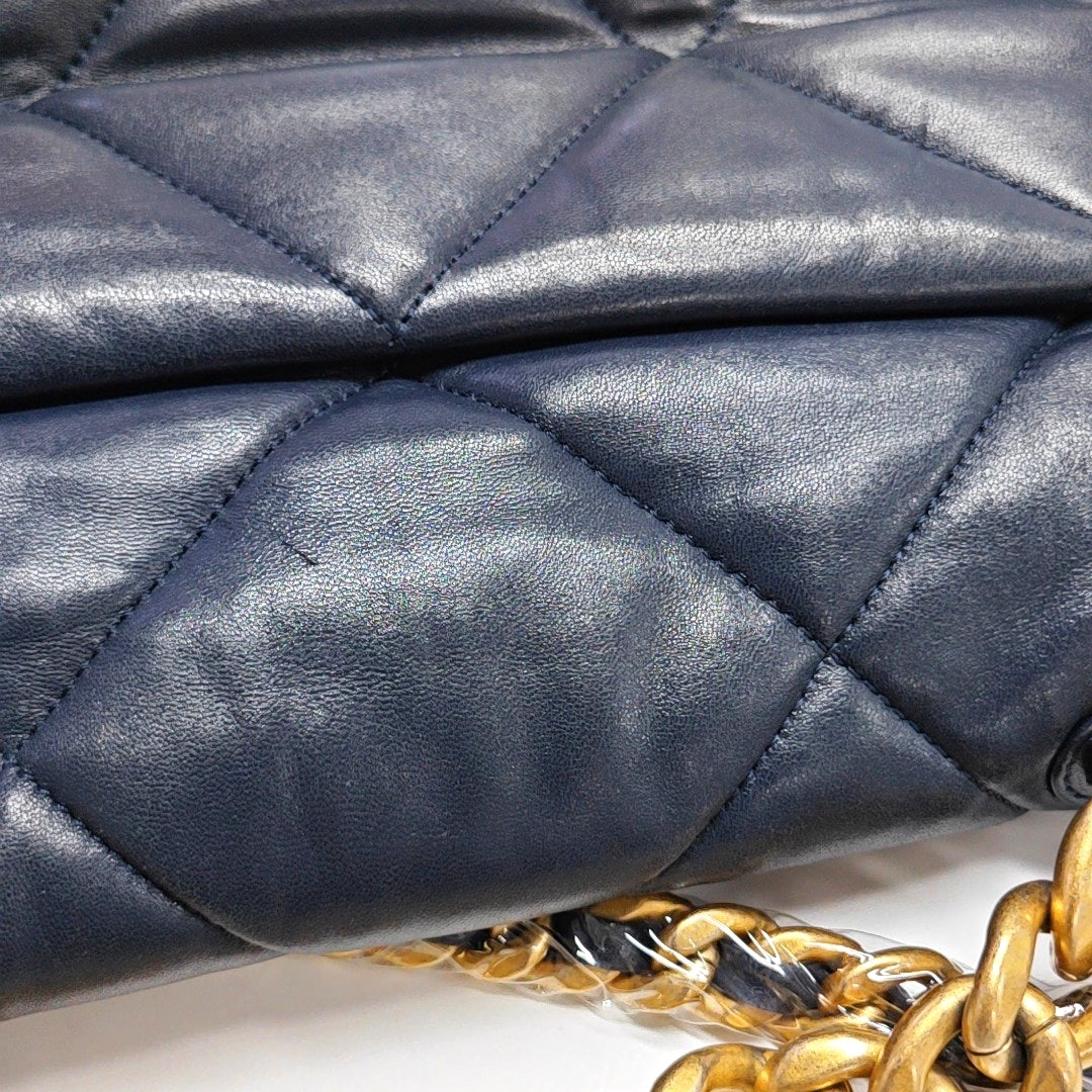 CHANEL 19 Large Quilted Lambskin Blue