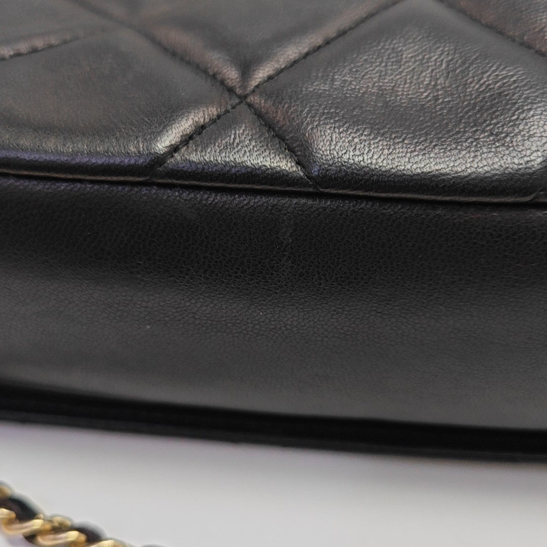 Quilted Lambskin Shoulder Bag Black
