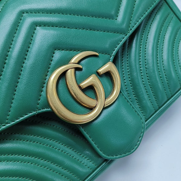 GG Marmont Medium Quilted Calfskin Green