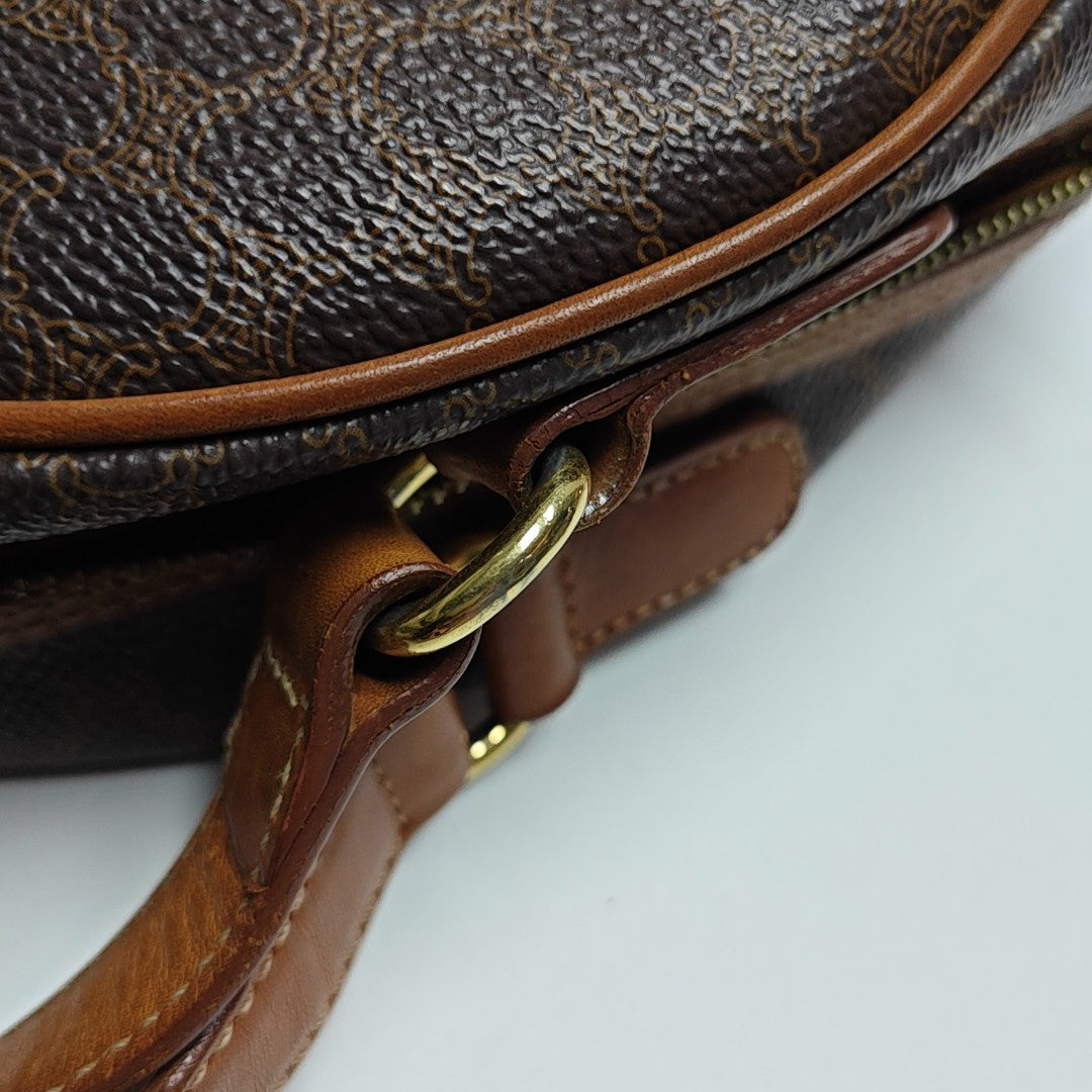 Coated Canvas Top Handle Bag Brown
