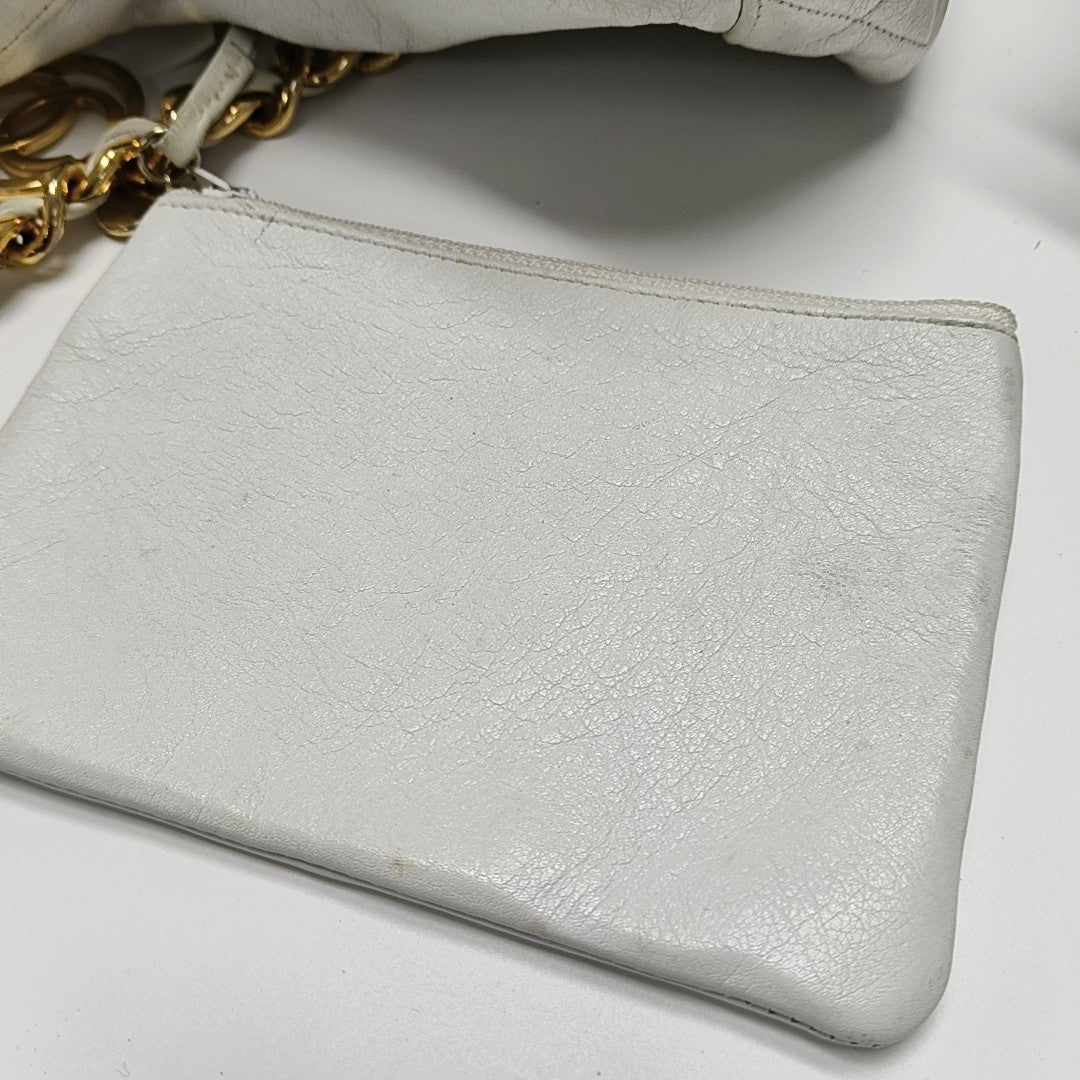 DRAWSTRING Quilted Calfskin White