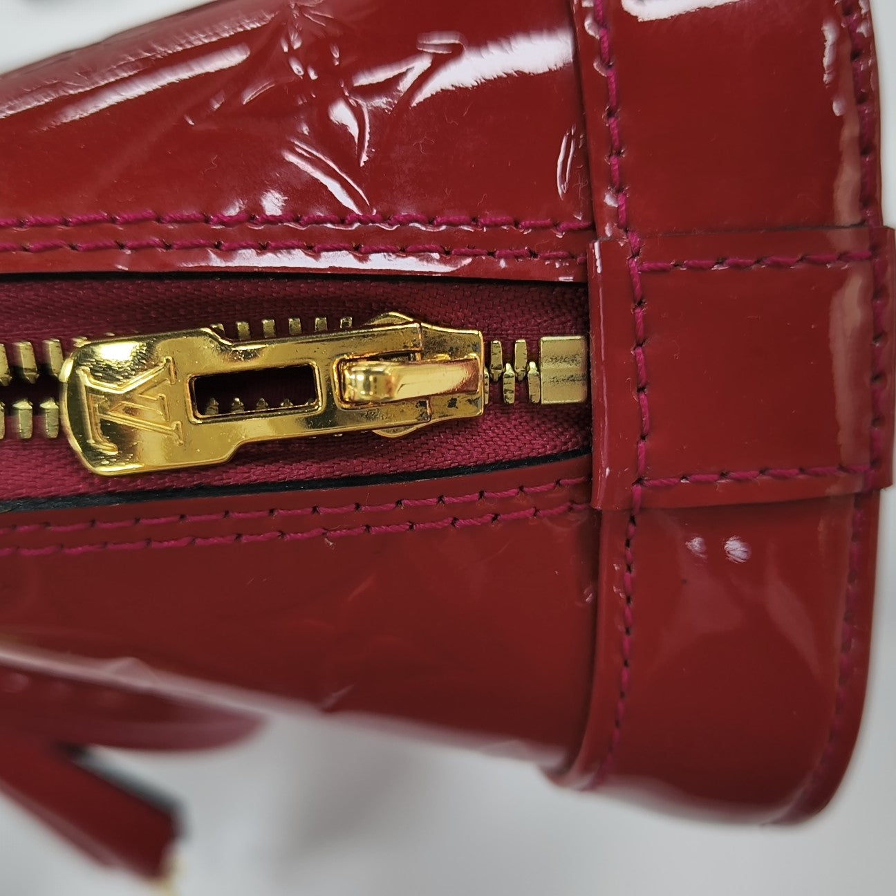 ALMA BB Monogram Patent Leather Red