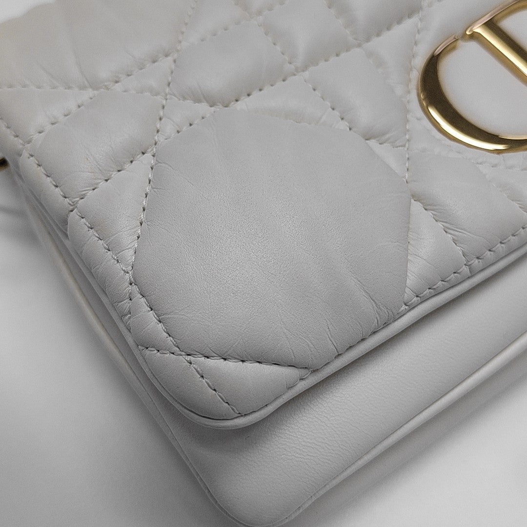 Dior Caro Small Cannage Calfskin White