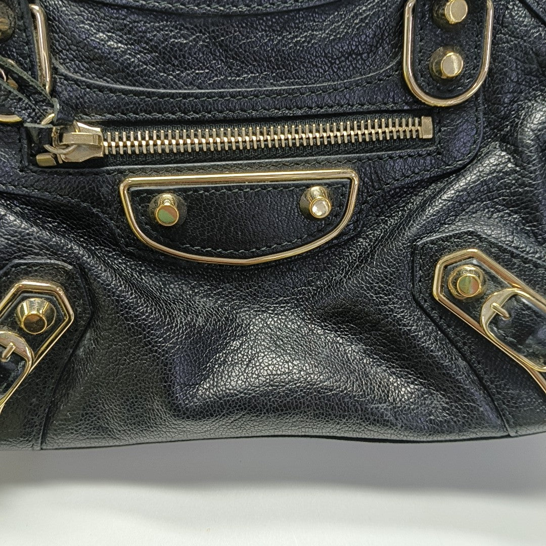 Classic Metallic Edge City Mini Lambskin Black