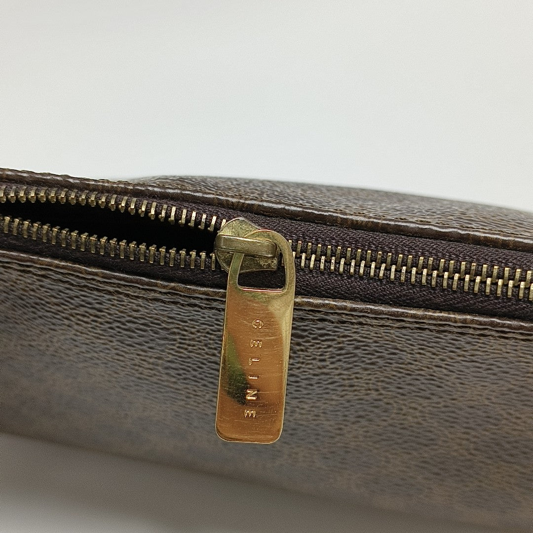 Coated Canvas Top Handle Bag Brown