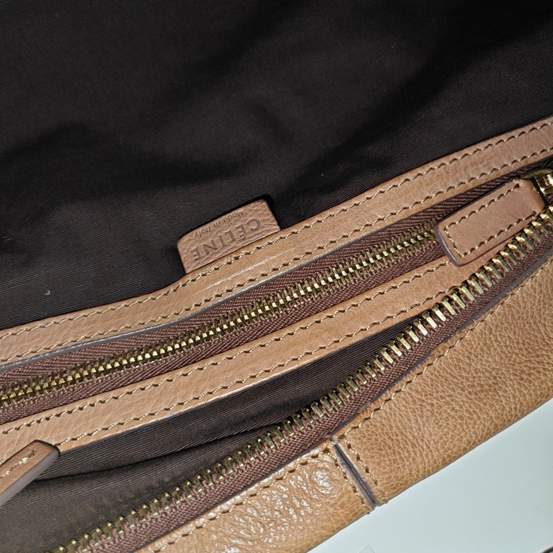 Calfskin Top Handle Bag Brown
