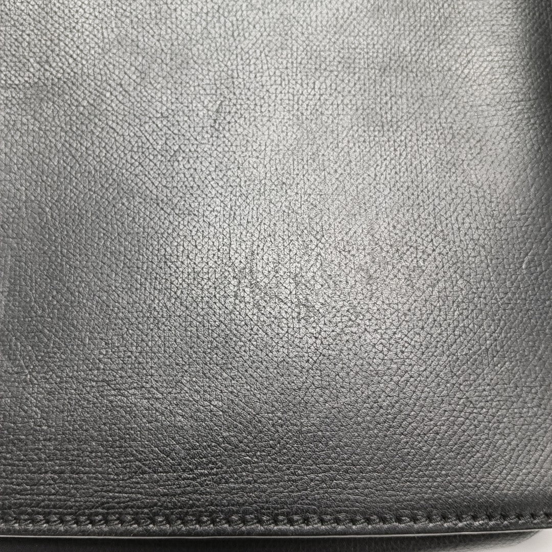 Leather Top Handle Bag Black