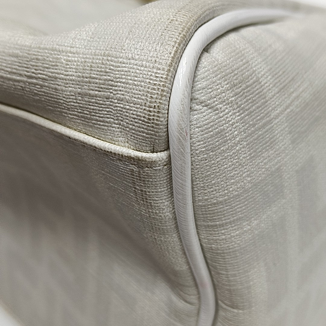 Coated Canvas Top Handle Bag White