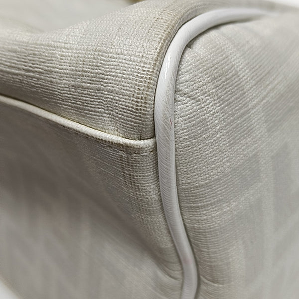 Coated Canvas Top Handle Bag White