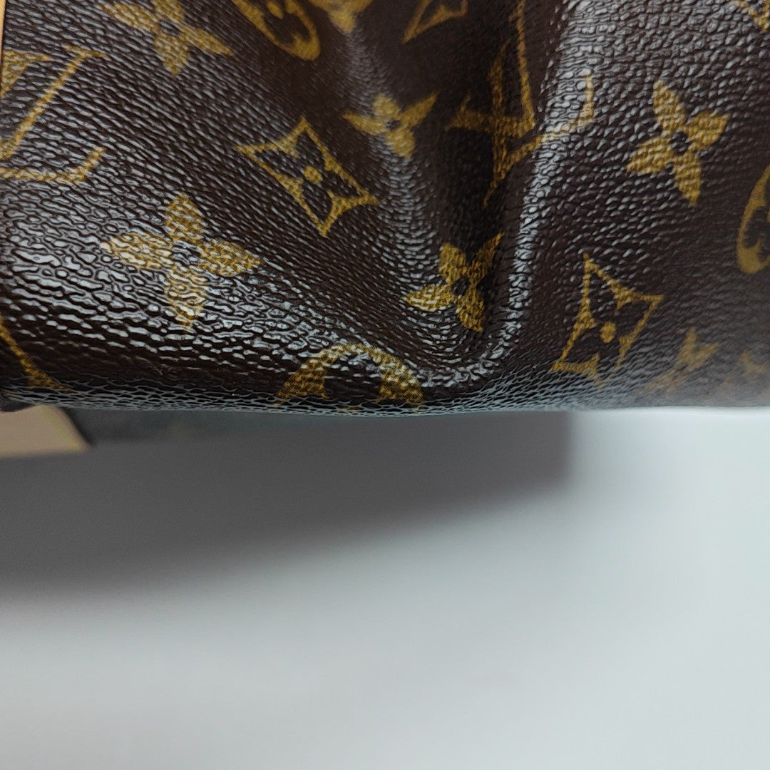KEEPALL 55 Monogram Coated Canvas Brown