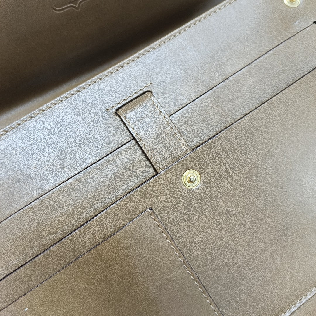 Coated Canvas Clutch Medium Brown
