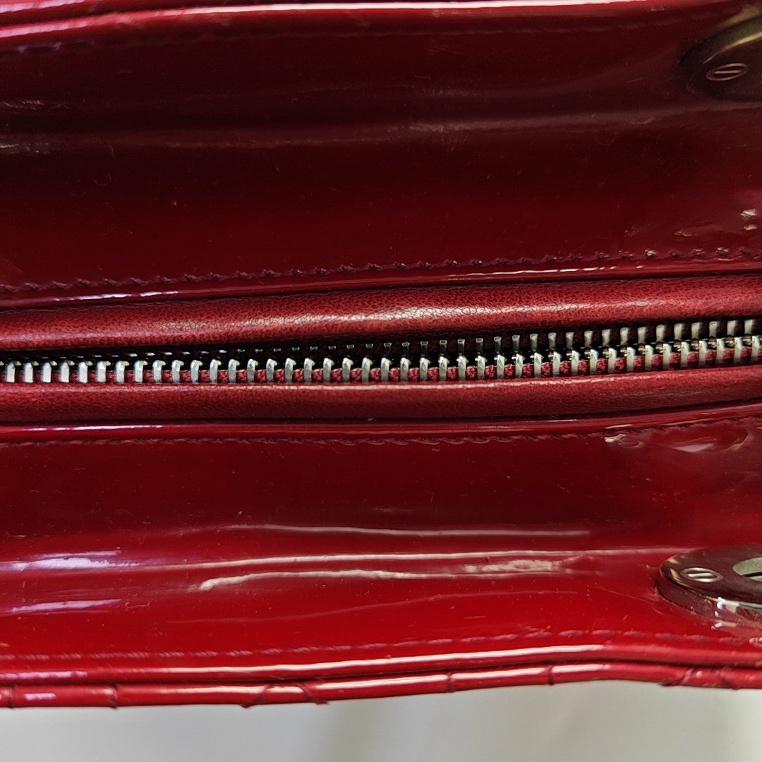 Lady Dior Large Cannage Patent Leather Red
