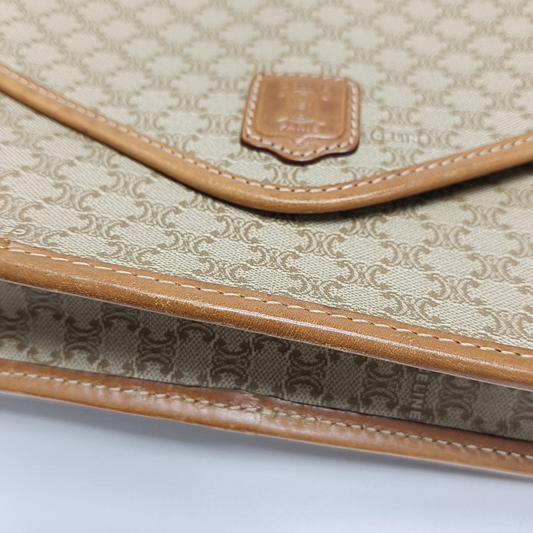 Coated Canvas Shoulder Bag Beige