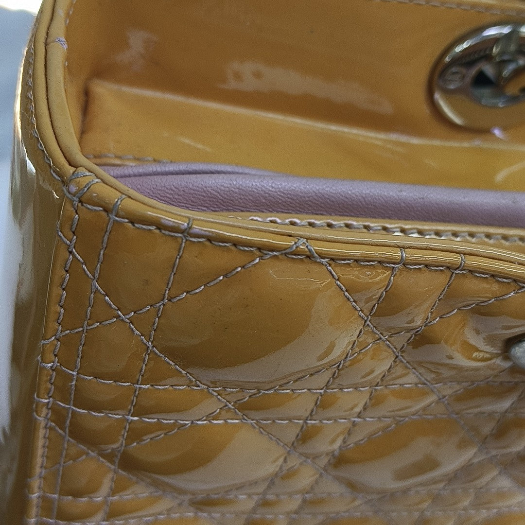 Lady Dior Large Cannage Patent Lambskin Yellow